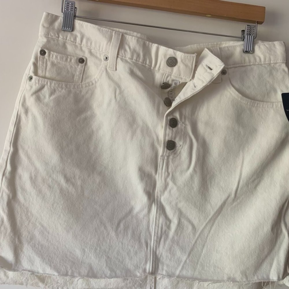 Lucky Brand - White Denim  MID RISE MINI SKIRT